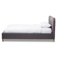 Baxton Studio BBT6569-Dark Grey-King Germaine Modern King Size Grid-Tufting Platform Bed